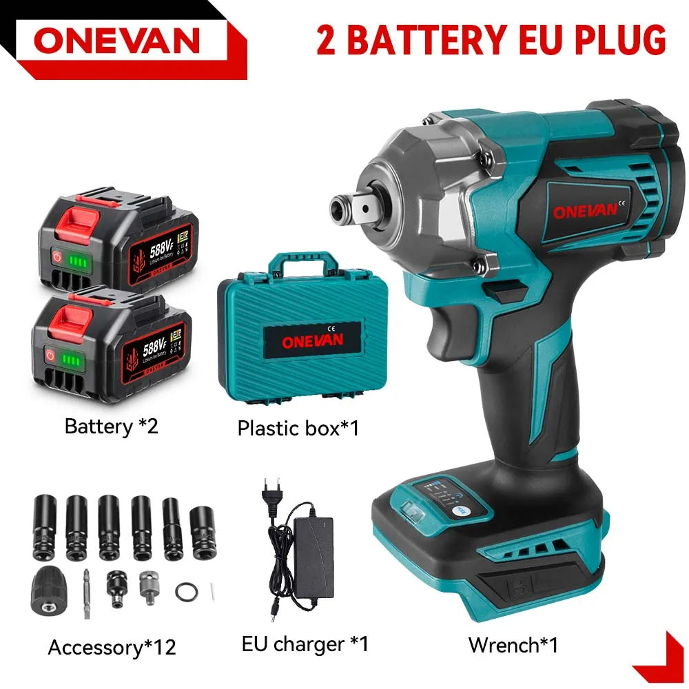 ONEVAN 1200N.M Brushless Electric Impact Wrench 3 Funtion 1/2" Cordless Portable Screwdriver Drill Tools For Makita Battery Pin