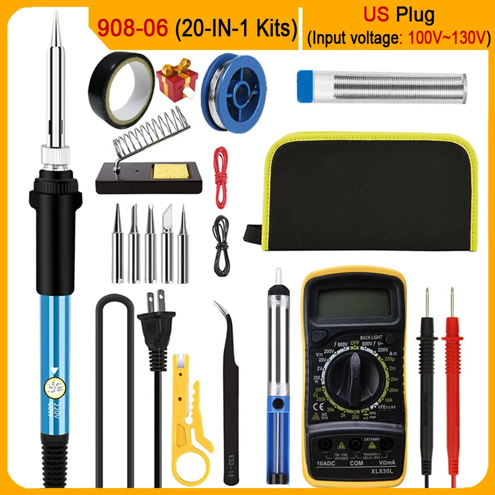 2026 Electric Soldering Iron Kits (SKU:10-IN-1)(16-IN-1)(20-IN-1) 60W Adjustable Temperature Replaceable Soldering Iron Welding