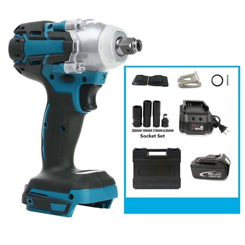 MAGNITT 520NM Brushless Cordless Electric Impact Wrench 1/2 inch Power Tools Compatible Makita 18V Battery Wrench with Toolbox