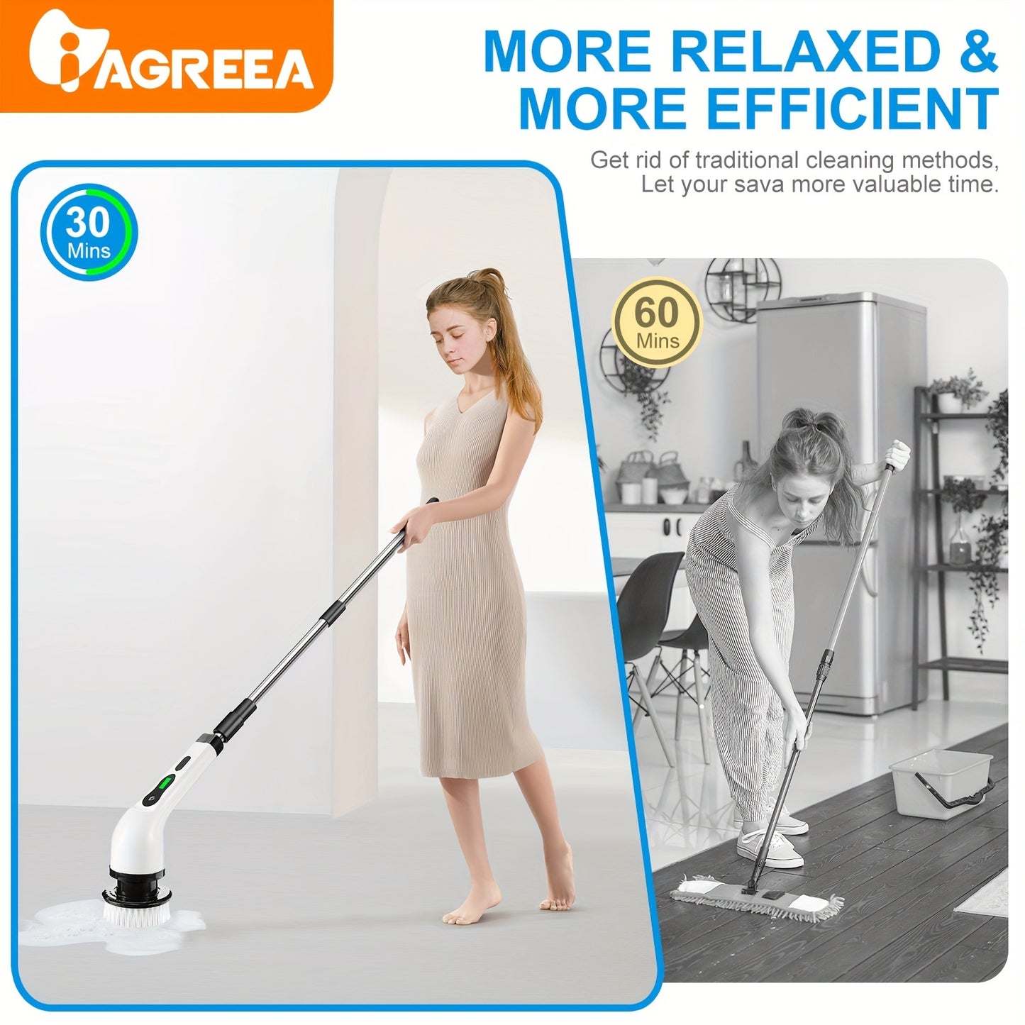 1Set Cordless Multi-Surface Electric Scrubber - 360° Rotary Action with 8 Brush Heads, Adjustable Handle - Versatile Cleaning for Bathrooms, Tiles & Floors