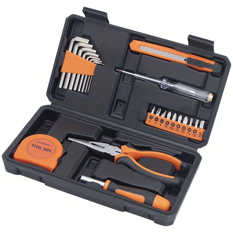 Multi-Purpose DIY Tool Kit - Manual Household & Automotive Repair Set, Durable Hand Tools with Wrenches, Pliers, Screwdrivers, Hammer - Essential Hardware Assortment for Home Maintenance