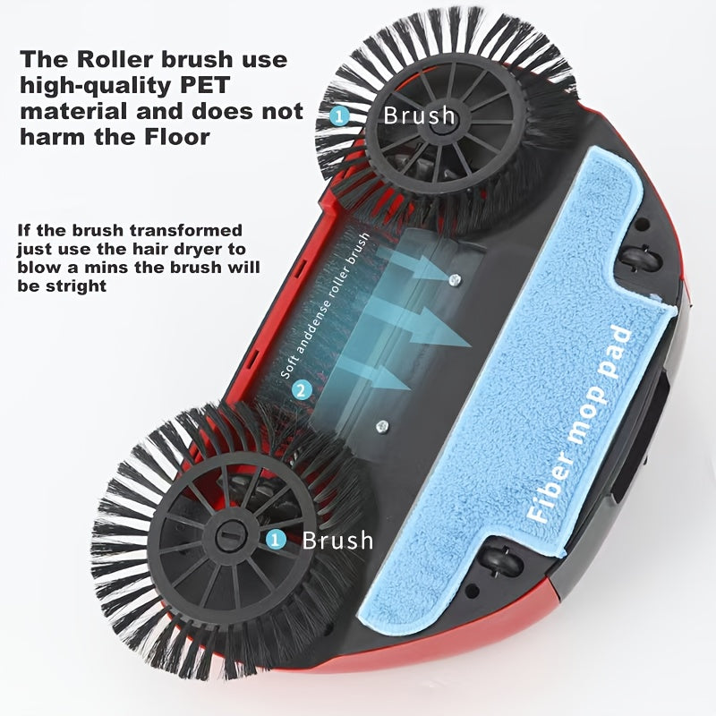 3-in-1 Cordless Push Broom Dustpan & Mop Combo - Lightweight Ergonomic Handle, Durable Plastic for Hardwood Floors & Tile - Space-Saving Multi-Functional Cleaning Tool for Home Use, Modern Aesthetic, Efficient Design