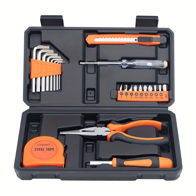 Multi-Purpose DIY Tool Kit - Manual Household & Automotive Repair Set, Durable Hand Tools with Wrenches, Pliers, Screwdrivers, Hammer - Essential Hardware Assortment for Home Maintenance