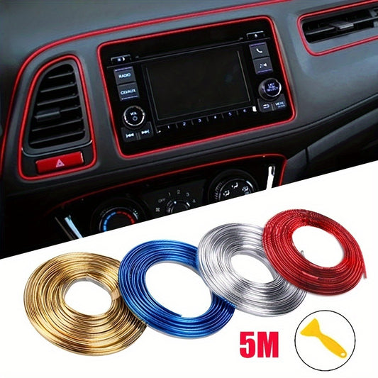 5m/16ft Flexible PVC Strip - Premium Car Interior Trim Decorative Accessory - Multiple Colors, Dashboard & Door Design, Easy Installation, Durable, Waterproof, and Versatile Auto Interior Decoration