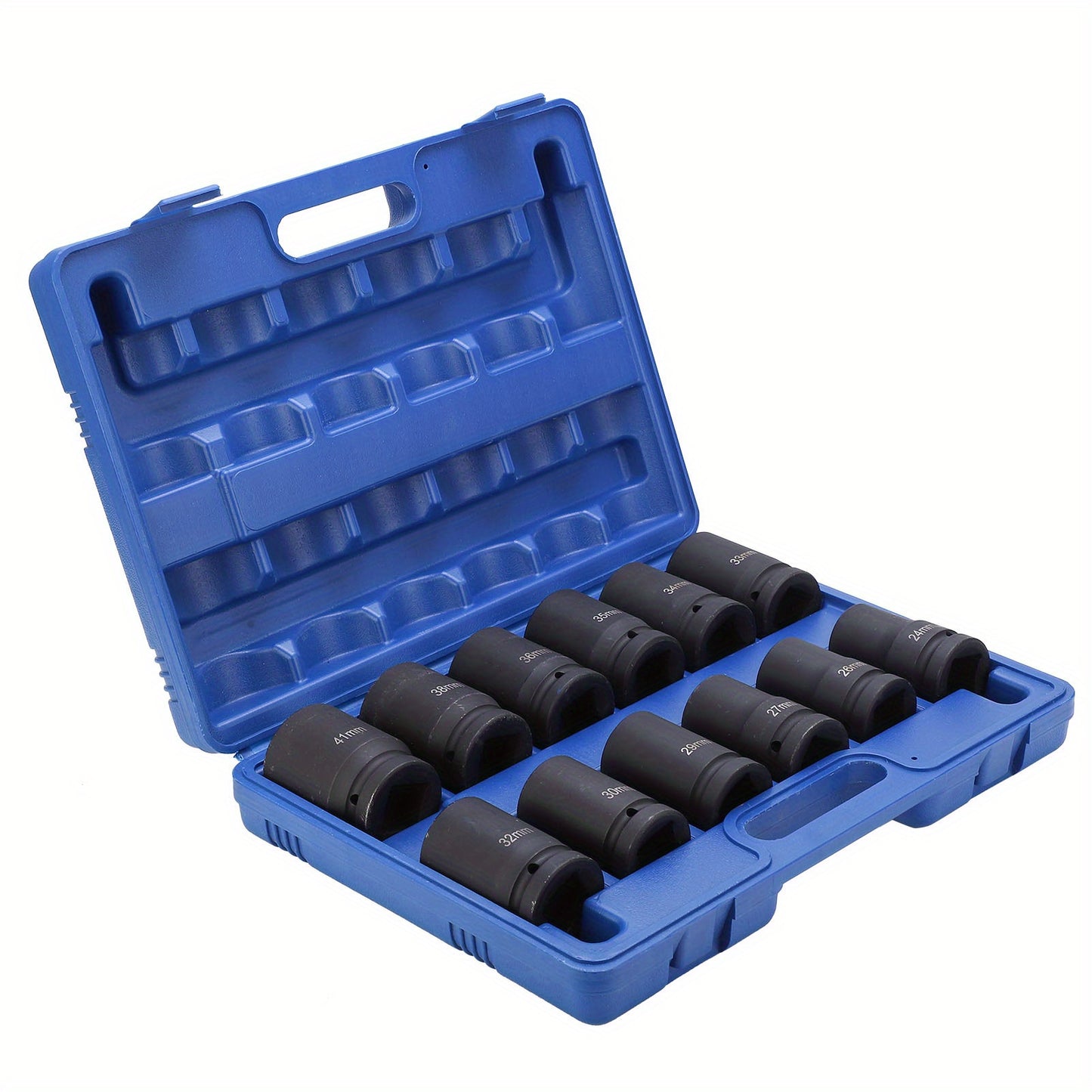 12pcs 1 Inch Drive Deep Impact Socket Set, 24-41mm, Durable Other Metal Construction, Professional Quality Hand Tools for Automotive and Home Maintenance