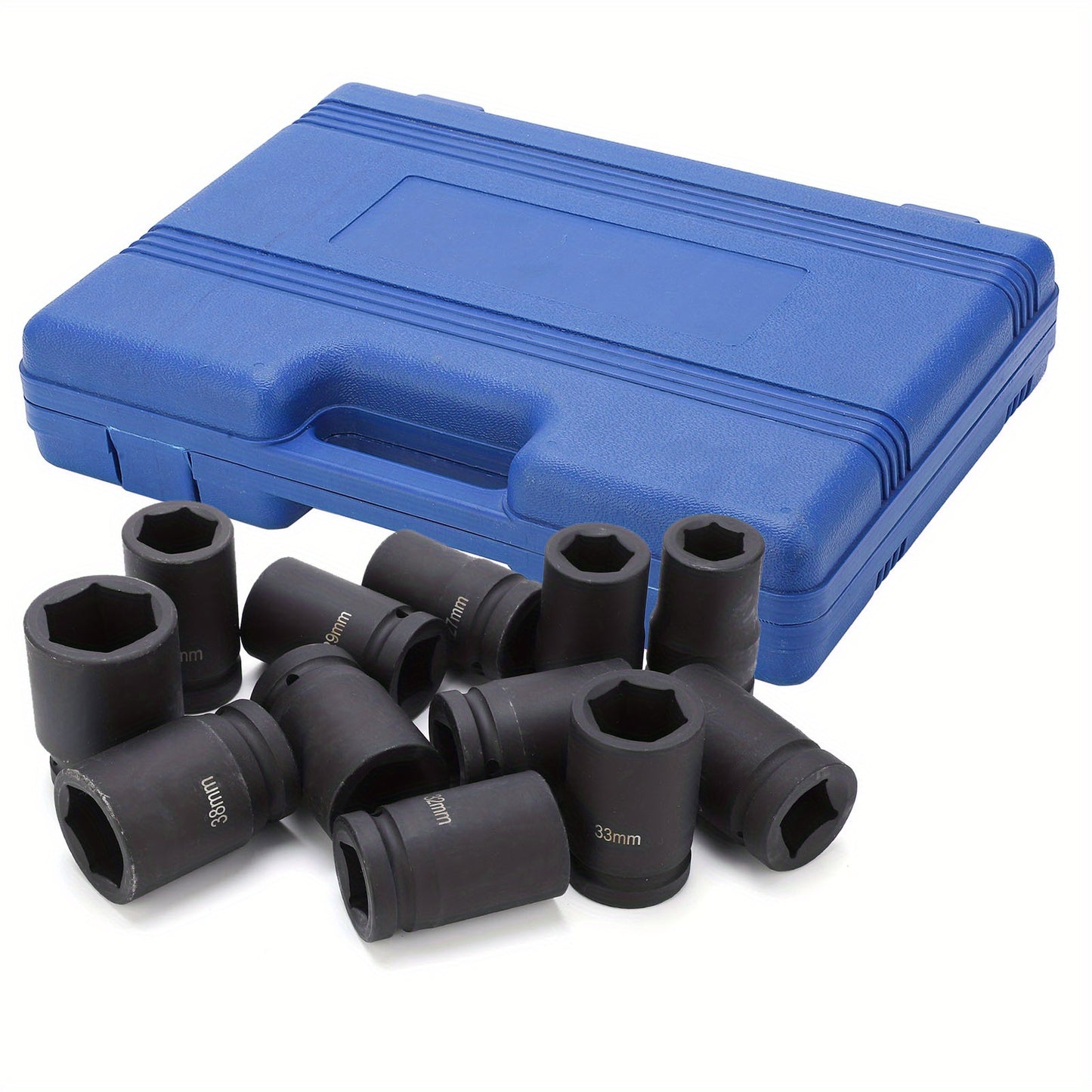 12pcs 1 Inch Drive Deep Impact Socket Set, 24-41mm, Durable Other Metal Construction, Professional Quality Hand Tools for Automotive and Home Maintenance