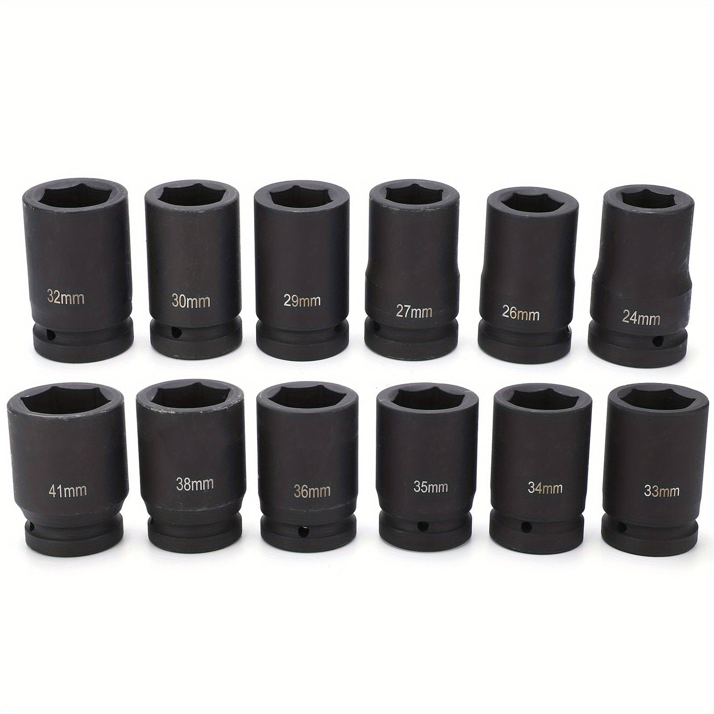 12pcs 1 Inch Drive Deep Impact Socket Set, 24-41mm, Durable Other Metal Construction, Professional Quality Hand Tools for Automotive and Home Maintenance