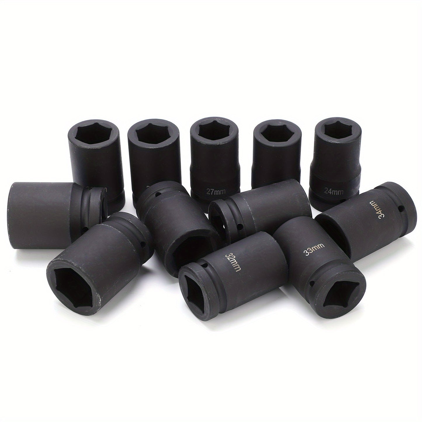 12pcs 1 Inch Drive Deep Impact Socket Set, 24-41mm, Durable Other Metal Construction, Professional Quality Hand Tools for Automotive and Home Maintenance
