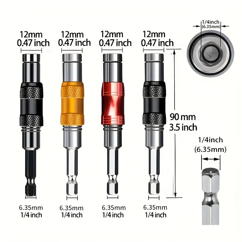 [1pc Magnetic Drill Bit Extension] 1pc 1/4" Hex Magnetic Ring Screwdriver Bits Drill Hand Tools Drill Bit Extension Rod Quick Change Holder Power Drill Socket Adapter Set-Professional Versatile 360° Hex Shank Extension Socke