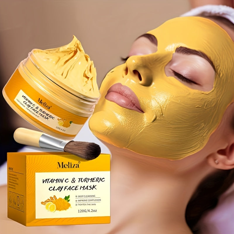Turmeric Mud Facial Mask, Deep Cleaning Vitamin C Smearing Facial Mask, Perfect Gift for Christmas Halloween Carnival Valentine's Day and New Year