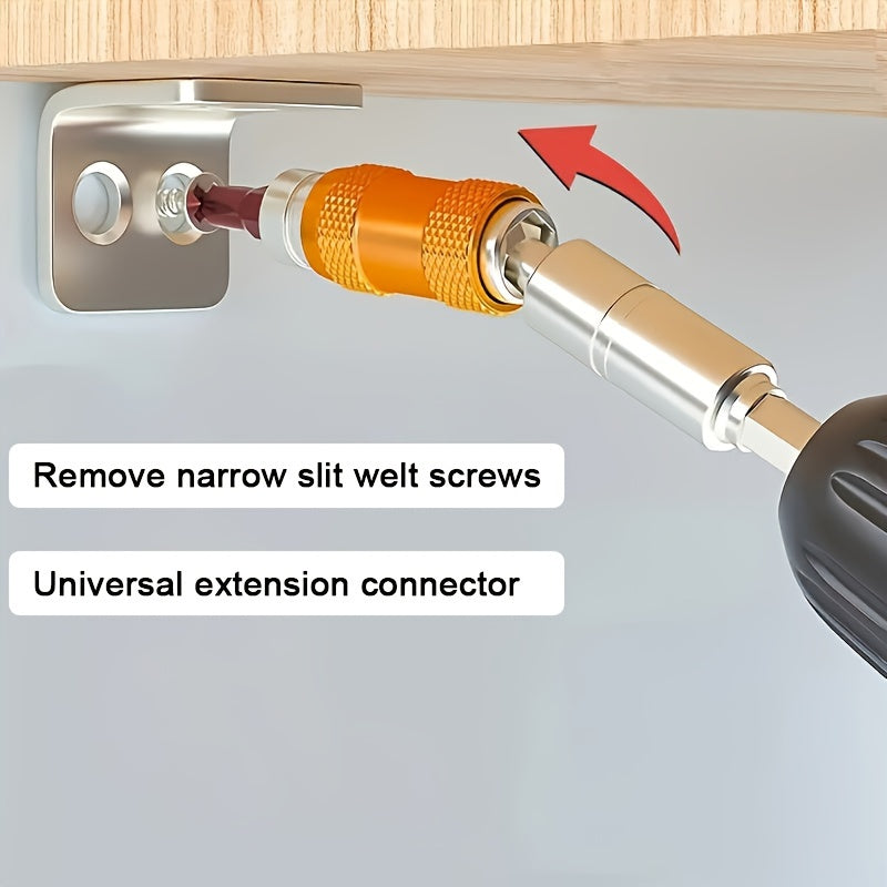 [1pc Magnetic Drill Bit Extension] 1pc 1/4" Hex Magnetic Ring Screwdriver Bits Drill Hand Tools Drill Bit Extension Rod Quick Change Holder Power Drill Socket Adapter Set-Professional Versatile 360° Hex Shank Extension Socke