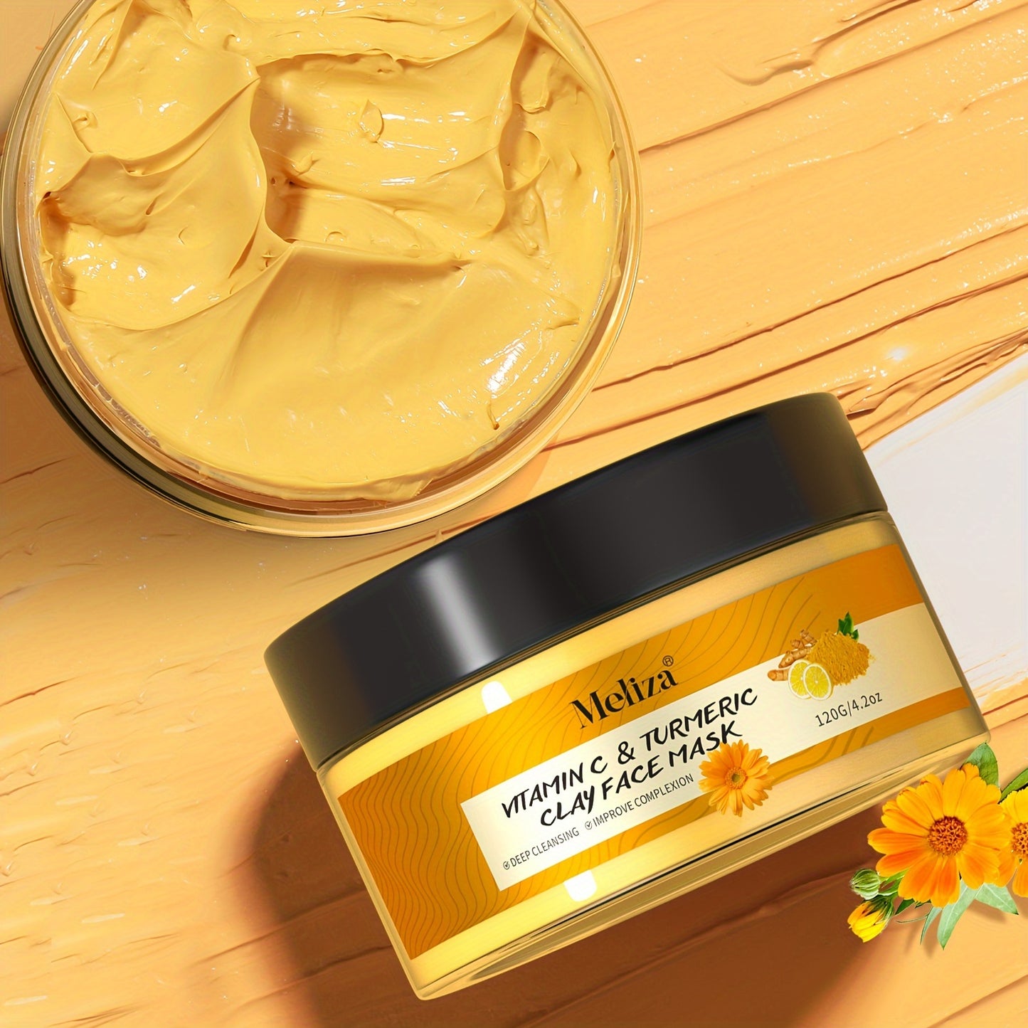 Turmeric Mud Facial Mask, Deep Cleaning Vitamin C Smearing Facial Mask, Perfect Gift for Christmas Halloween Carnival Valentine's Day and New Year
