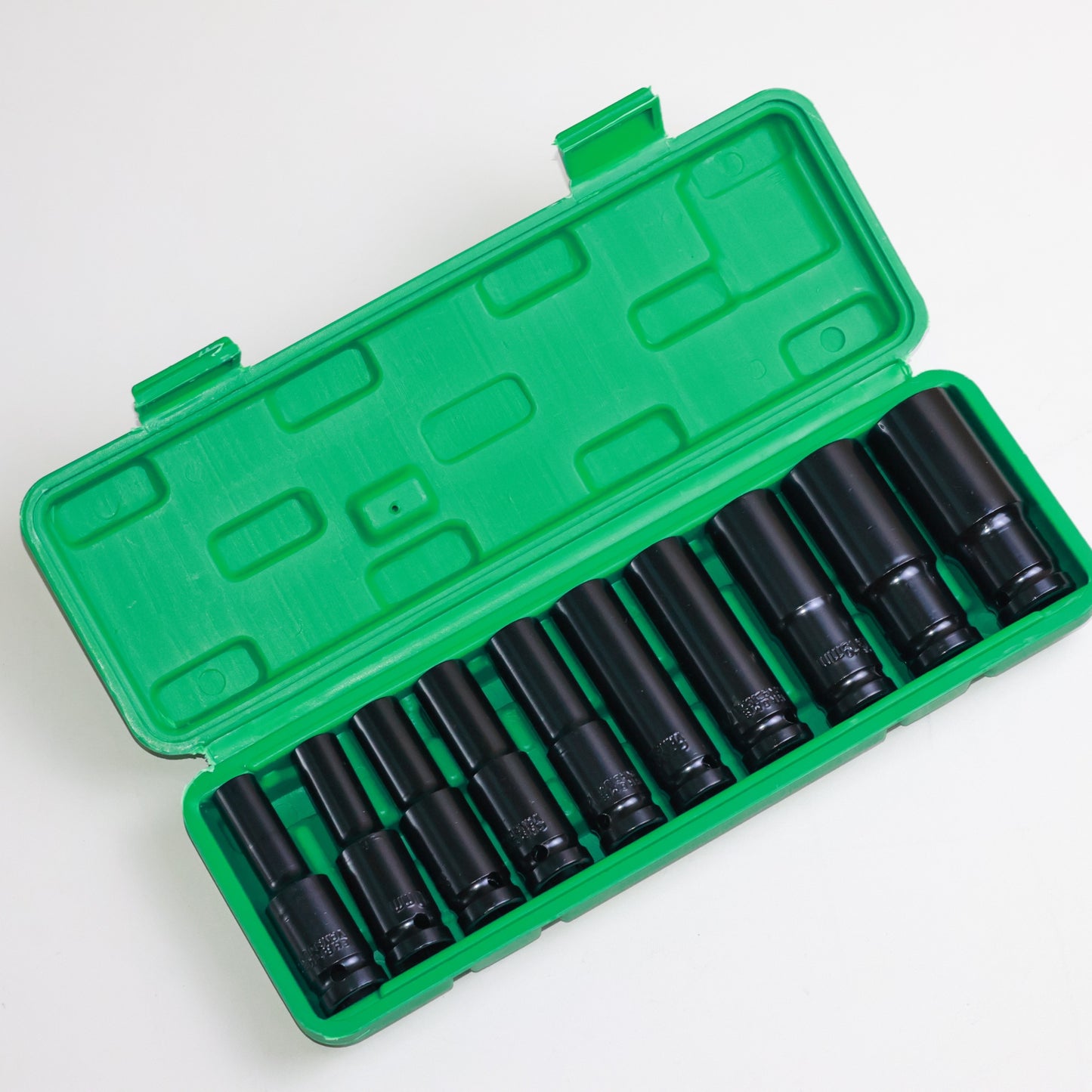 10-Piece Deep Impact Socket Set - 1/2 Inch Drive Long Reach Thin Wall Sockets for Industrial Hand Tools - Heavy-Duty, High-Torque, and Corrosion-Resistant Sockets for 8-24mm Bolts and Nuts