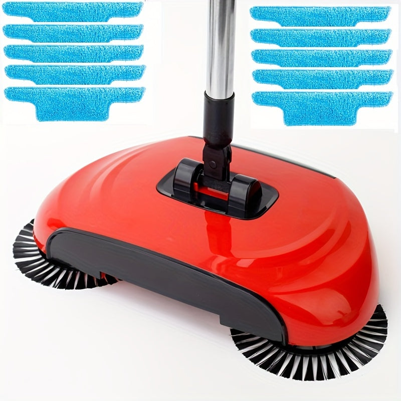 3-in-1 Cordless Push Broom Dustpan & Mop Combo - Lightweight Ergonomic Handle, Durable Plastic for Hardwood Floors & Tile - Space-Saving Multi-Functional Cleaning Tool for Home Use, Modern Aesthetic, Efficient Design