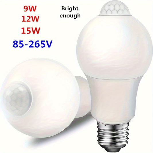 Smart Body Sensor LED Light Bulb - Auto On/Off, Infrared Radar, E27 Screw, 85V-265V, Indoor/Outdoor Lighting for Garage, Porch, Staircase, Property, and Corridor