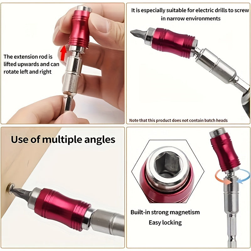 [1pc Magnetic Drill Bit Extension] 1pc 1/4" Hex Magnetic Ring Screwdriver Bits Drill Hand Tools Drill Bit Extension Rod Quick Change Holder Power Drill Socket Adapter Set-Professional Versatile 360° Hex Shank Extension Socke