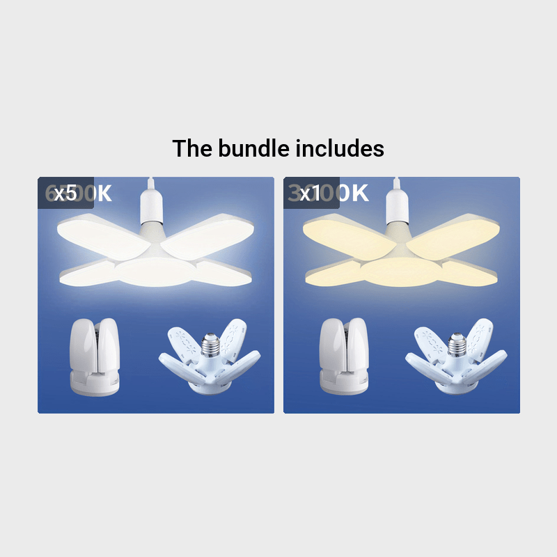 1pc/5pcs Mini LED Garage Light, LED Four-Leaf Light, Mini Folding Light 28W (Equivalent 80W) 6500K Pendant Light Folding Light Suitable for Garage Indoor Lighting High Brightness