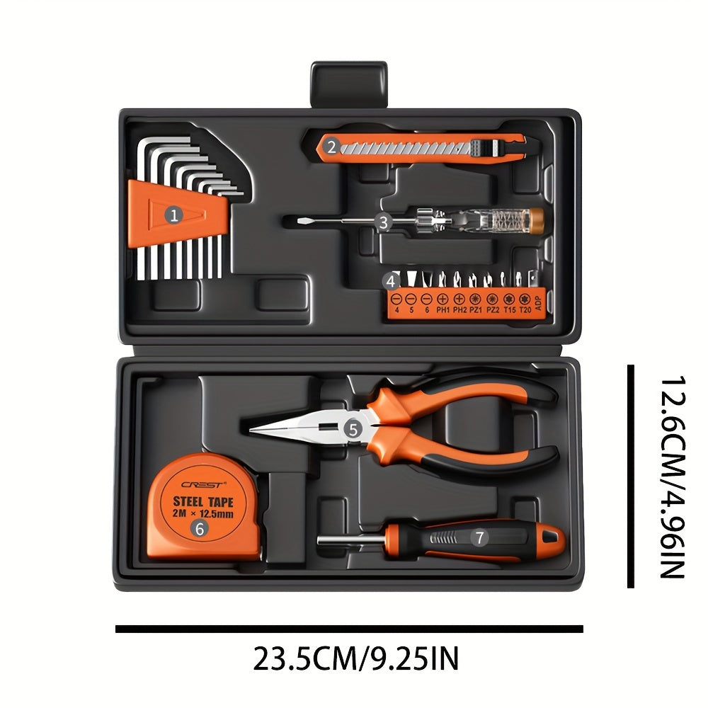 Multi-Purpose DIY Tool Kit - Manual Household & Automotive Repair Set, Durable Hand Tools with Wrenches, Pliers, Screwdrivers, Hammer - Essential Hardware Assortment for Home Maintenance