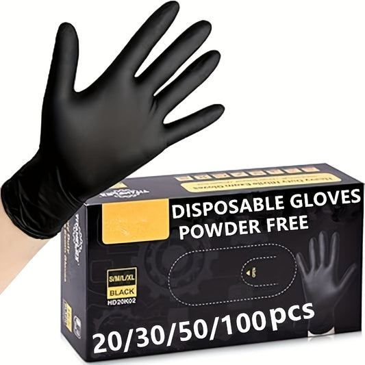100/50/30/20 Disposable Black Synthetic Nitrile Gloves, 4 Mil, Disposable Latex-Free Gloves for Home Cleaning, Household Cleaning Gloves