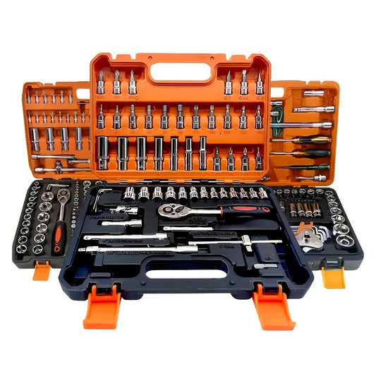 53pcs Multifunctional Auto Repair Tool Set - Professional Motorcycle Repair Tool Set, Durable Metal Hand Tools, With Storage Box, Including Ratchet Wrench, Screwdriver, Socket, Ideal Christmas Gift For Dad And Children