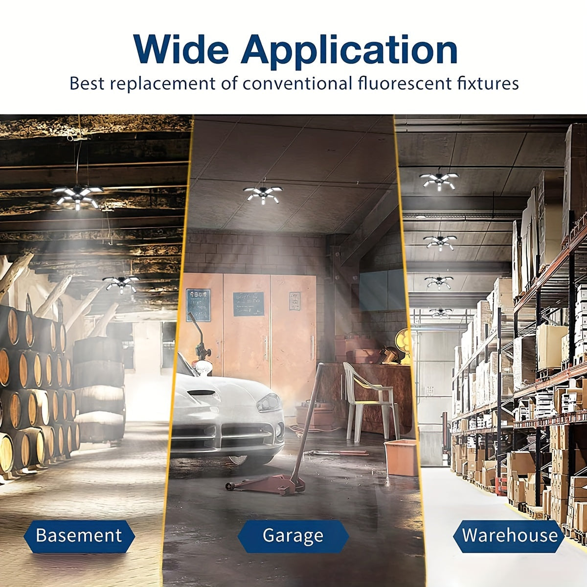 Wholesale Shapeshifting 10+1 Panel LED Garage Light Bulbs 2/4pcs - Super Bright 6500K LED Store Lights, E26/E27 Base Not Included, Adjustable Panel Ceiling Lighting for Workshops, Basements, Basements, Barns, Warehouses, Atti