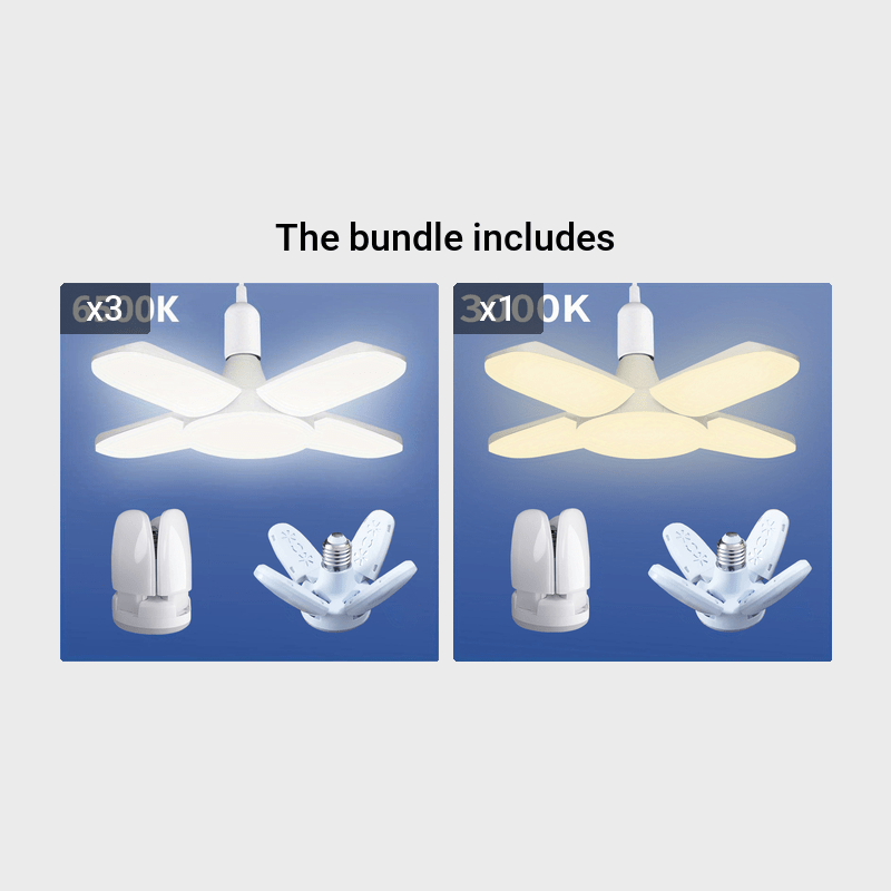 1pc/5pcs Mini LED Garage Light, LED Four-Leaf Light, Mini Folding Light 28W (Equivalent 80W) 6500K Pendant Light Folding Light Suitable for Garage Indoor Lighting High Brightness