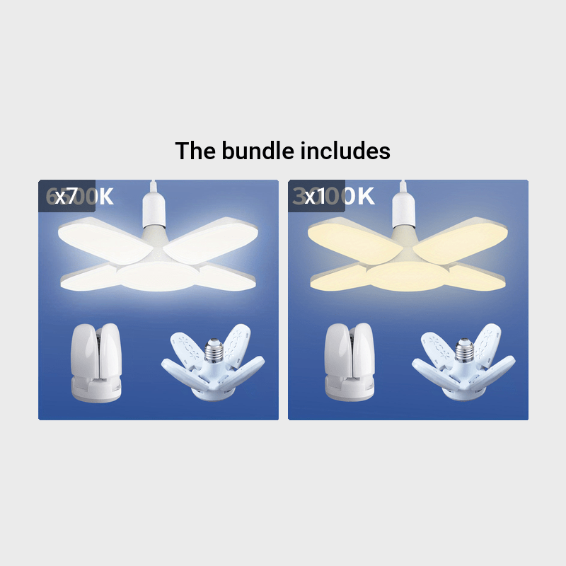 1pc/5pcs Mini LED Garage Light, LED Four-Leaf Light, Mini Folding Light 28W (Equivalent 80W) 6500K Pendant Light Folding Light Suitable for Garage Indoor Lighting High Brightness