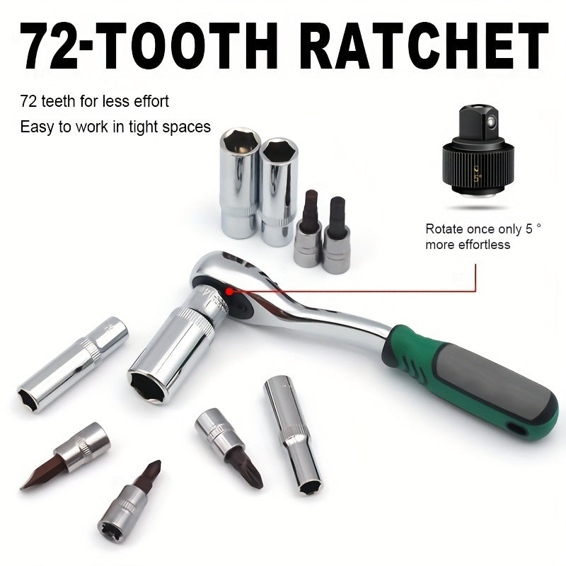 53pcs Multifunctional Auto Repair Tool Set - Professional Motorcycle Repair Tool Set, Durable Metal Hand Tools, With Storage Box, Including Ratchet Wrench, Screwdriver, Socket, Ideal Christmas Gift For Dad And Children