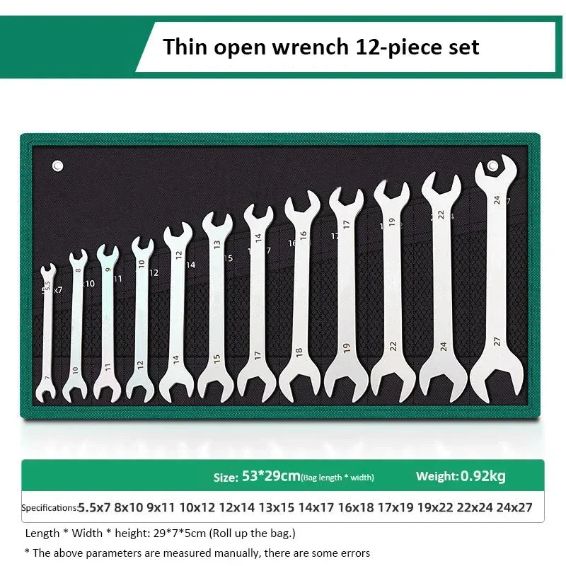 Ultra-thin Open End Wrench Set 6-27mm Plum Wrenches Combination Universal Dual Heads Ratchet Spanner Set Car Repairing Tools