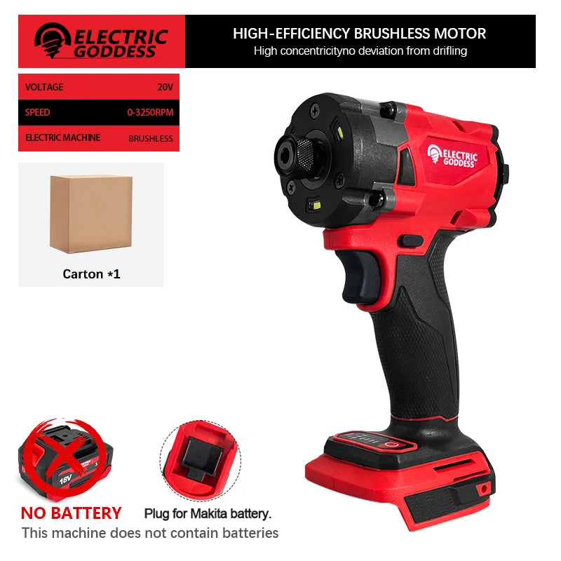 Electric Goddess 220N.  M  Impact Driver Electric Driver Brushless battery screwdrivers High Torque  For Makita 18V Battery Pin