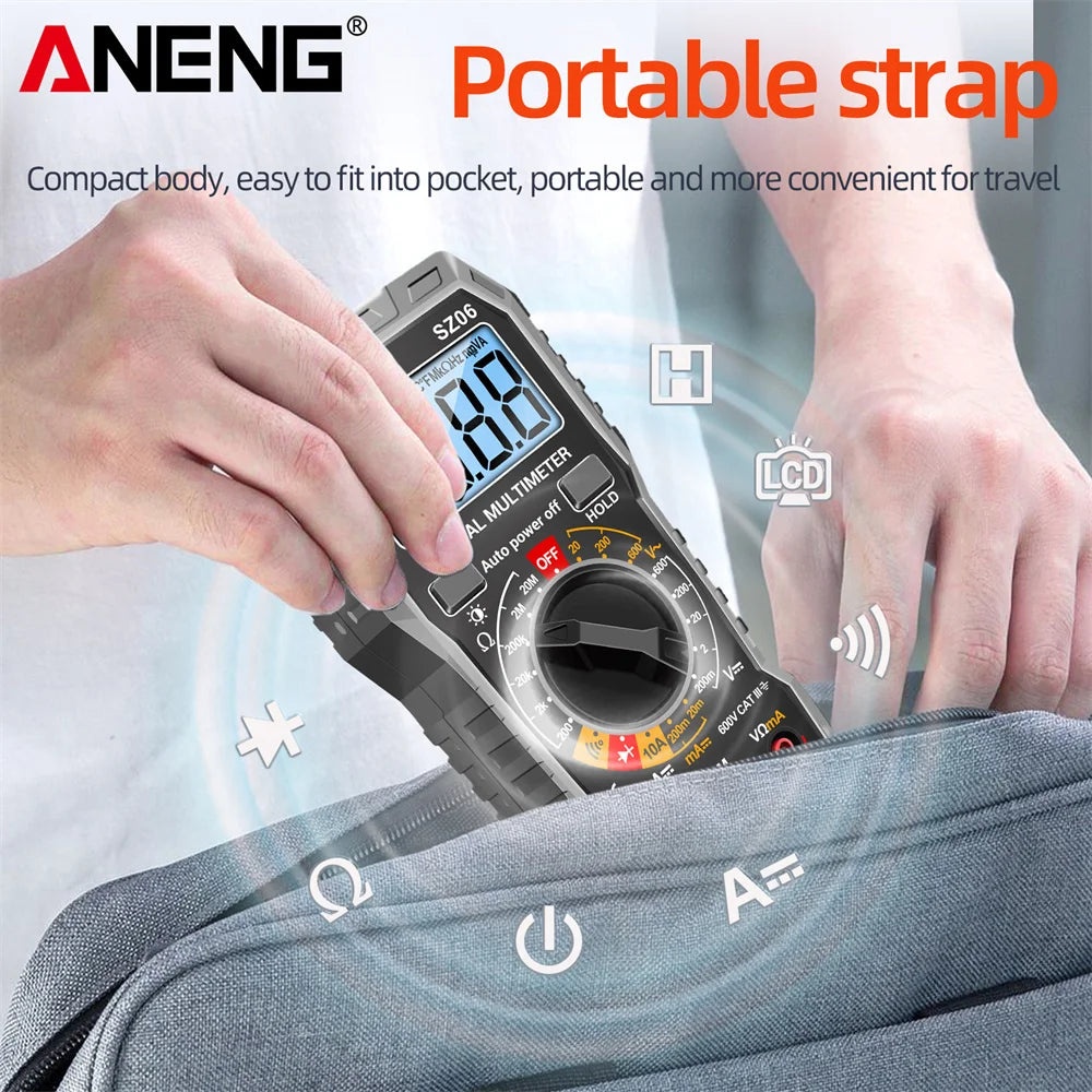 ANENG SZ06 Multimeter 2000 Diode Ohm Professional Smart Mini Multimetro Counts Digital AC/DC Voltage DC Current Tester Tools