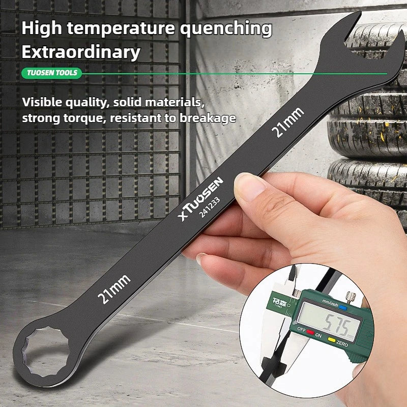 TUOSEN Dual Purpose 8-24mm Auto Repair Plum Blossom Opening Black Wrench Bag Set with Multiple Combinations for Easy Carrying