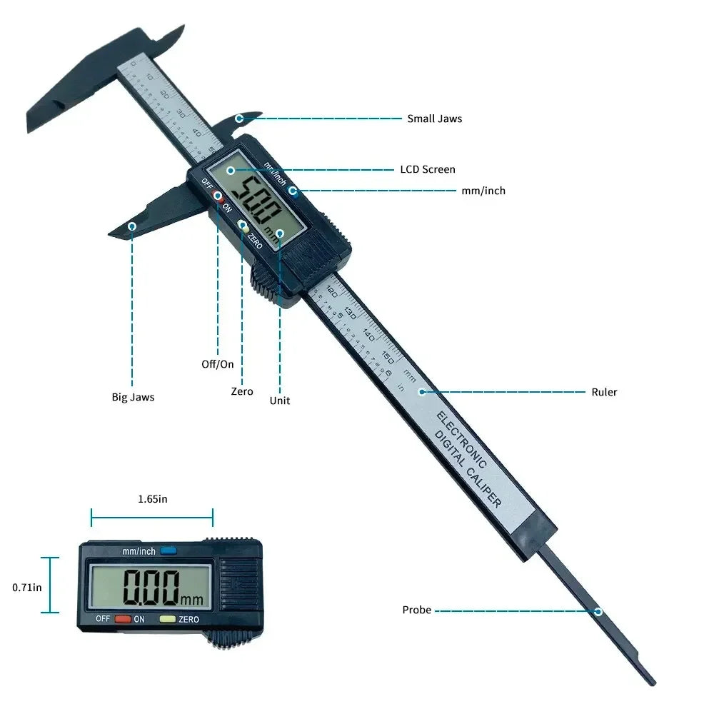 150mm 100mm Digital Caliper Carbon Fiber Dial Vernier Caliper Gauge Micrometer Measuring Tool Digital Ruler