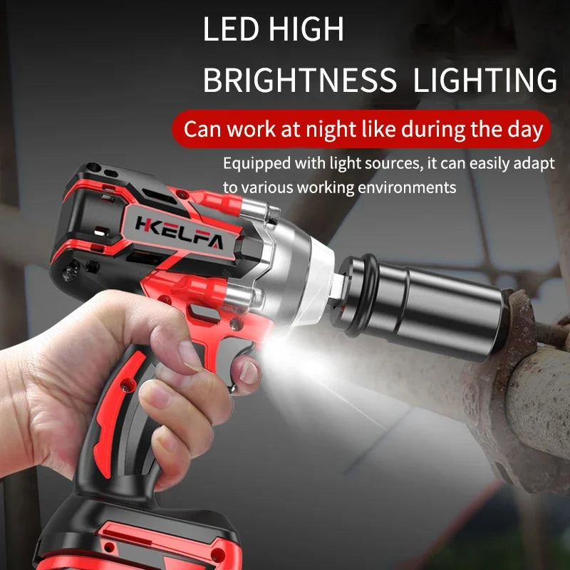 Electric wrench 21V 520N.m Brushless Electric Impact Wrench 1/2 Reverse Cordless Wrench Impact wrench battery Power Tools For