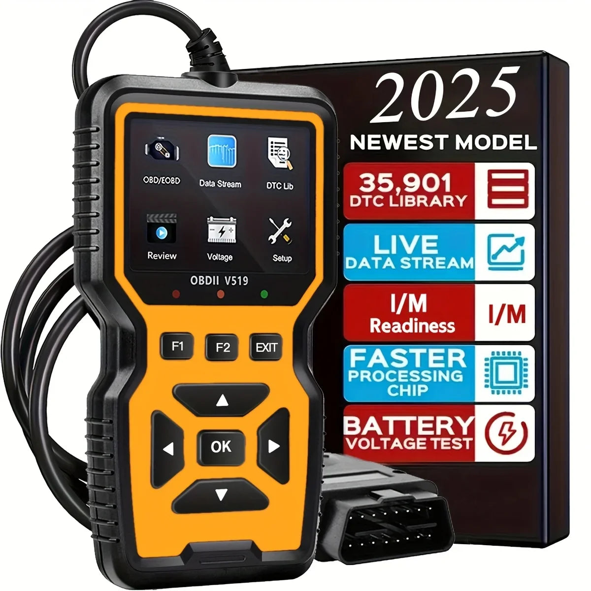 Obd2 Diagnostic Tool-Code Reader,Supports Real-Time Data Stream,No Battery Required,Compatible with Vehicles1996(Obdii/Eobd)