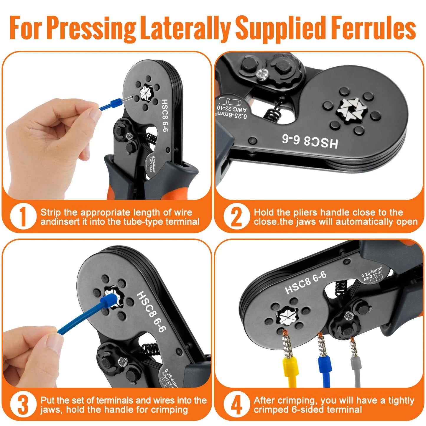 Ferrule Crimping Tool Kit with Ferrules Terminals, WOZOBUY Self-adjustable Ratchet Wire Crimper for Electrical Wire Connectors