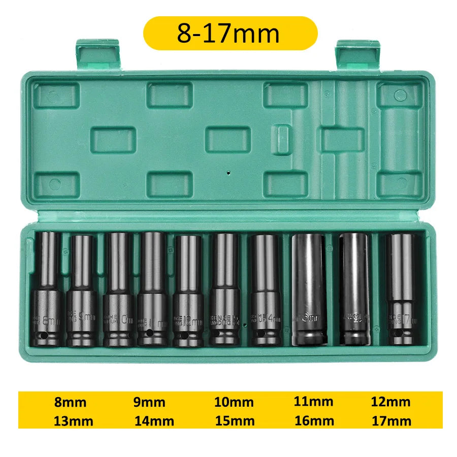 1/2Inch Drive 6-Point Impact Socket Set 10-20 pcs/set Metric Sizes Carbon Steel Impact Socket Set with Hard Storage Box