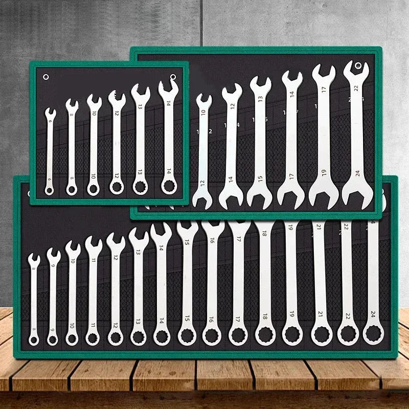 Ultra-thin Open End Wrench Set 6-27mm Plum Wrenches Combination Universal Dual Heads Ratchet Spanner Set Car Repairing Tools