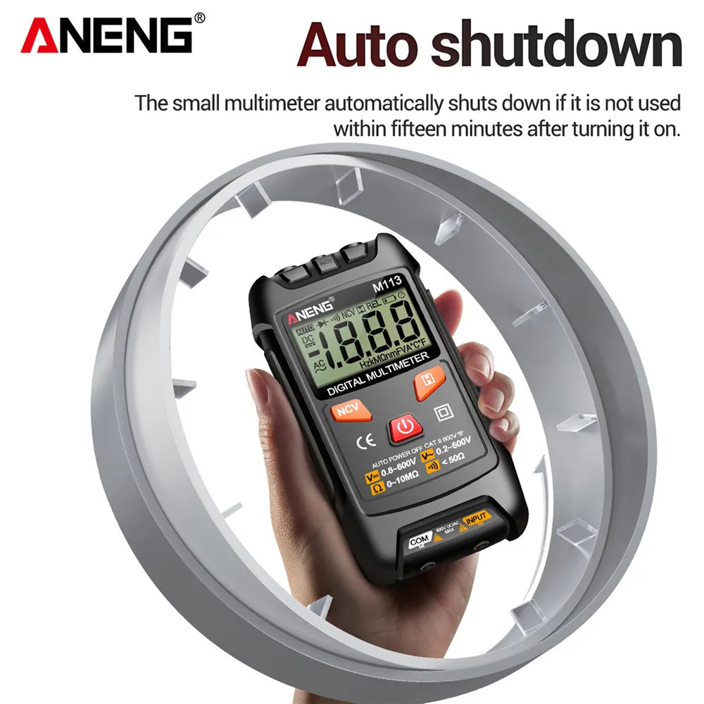 ANENG M113 Inteligent Multimeter 1999 Count Digital AC/DC Voltage Meter Ohm NCV Measuring Mini Instruments Electricity Test Tool