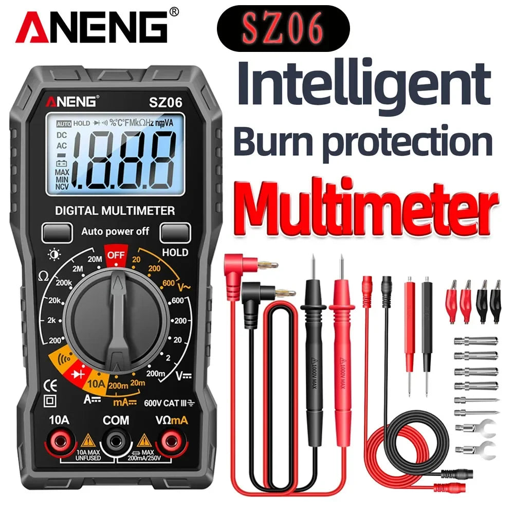 ANENG SZ06 Multimeter 2000 Diode Ohm Professional Smart Mini Multimetro Counts Digital AC/DC Voltage DC Current Tester Tools