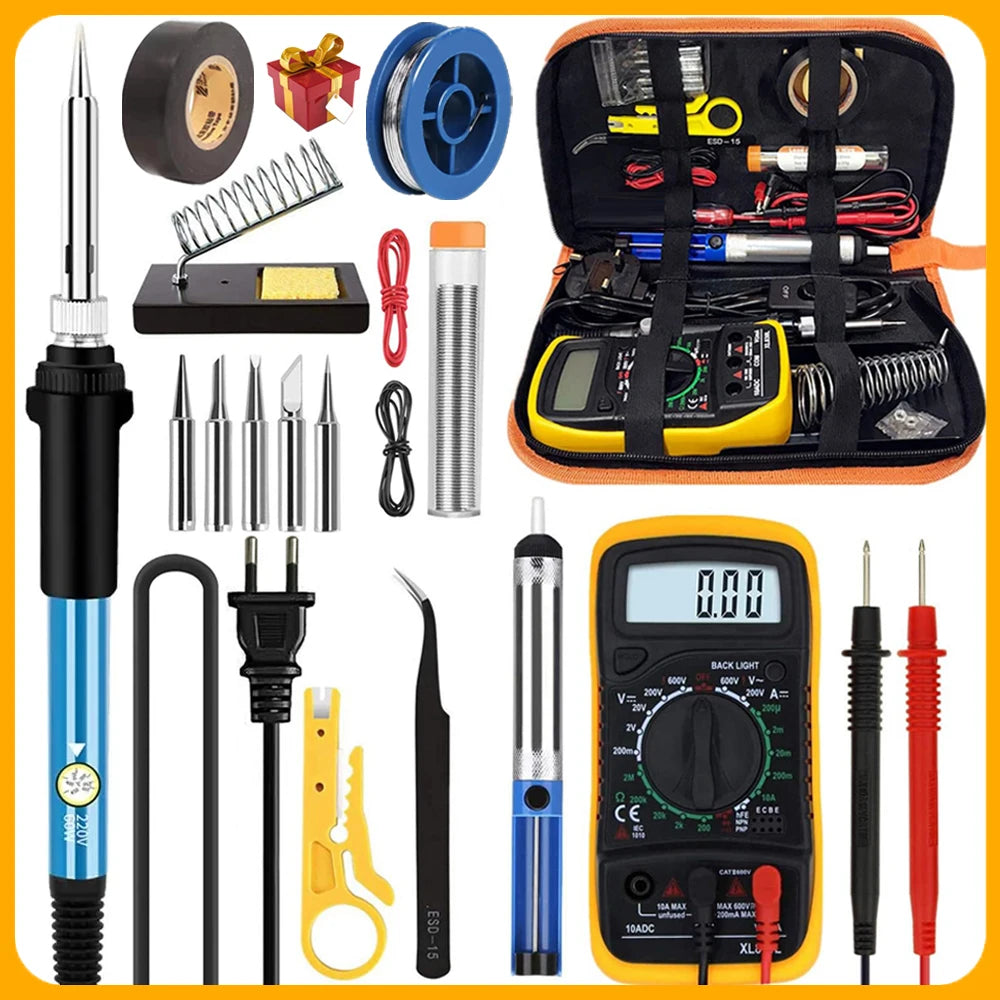 2026 Electric Soldering Iron Kits (SKU:10-IN-1)(16-IN-1)(20-IN-1) 60W Adjustable Temperature Replaceable Soldering Iron Welding