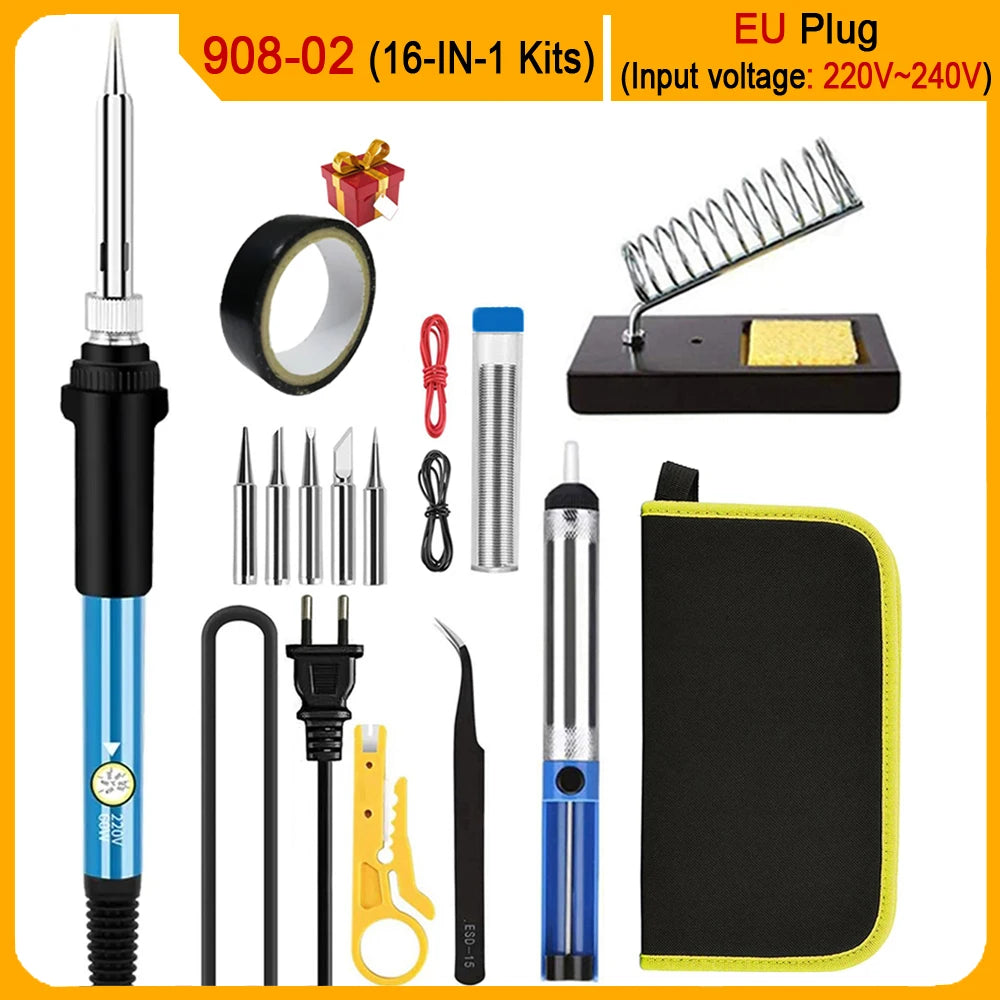 2026 Electric Soldering Iron Kits (SKU:10-IN-1)(16-IN-1)(20-IN-1) 60W Adjustable Temperature Replaceable Soldering Iron Welding
