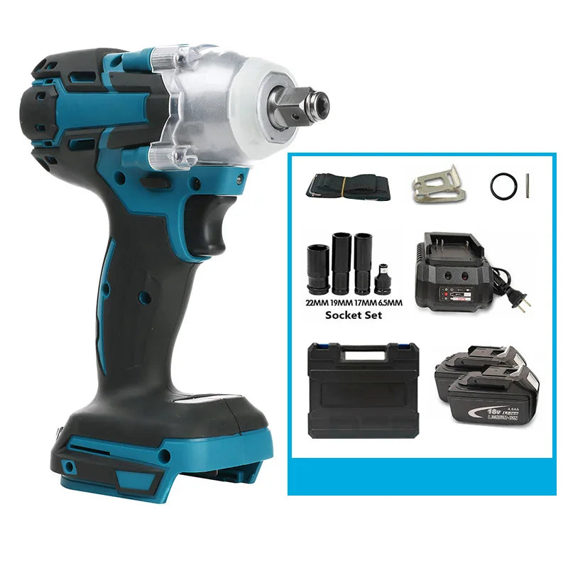 MAGNITT 520NM Brushless Cordless Electric Impact Wrench 1/2 inch Power Tools Compatible Makita 18V Battery Wrench with Toolbox