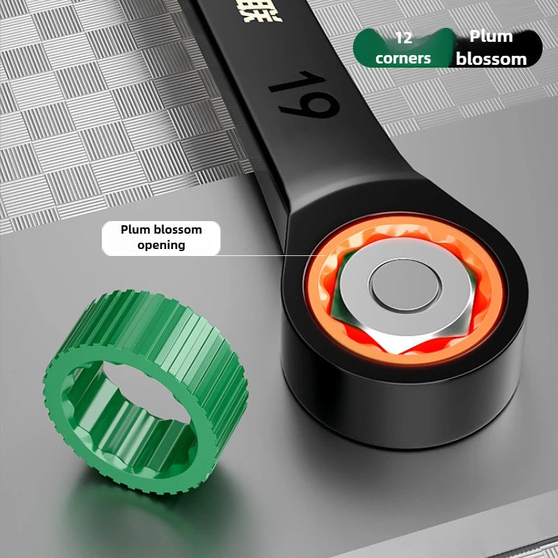 BAOLIAN Dual Directional Fast Plum Blossom Ratchet Wrench, Industrial Grade Automatic Small Opening Dual-use Wrench Tool