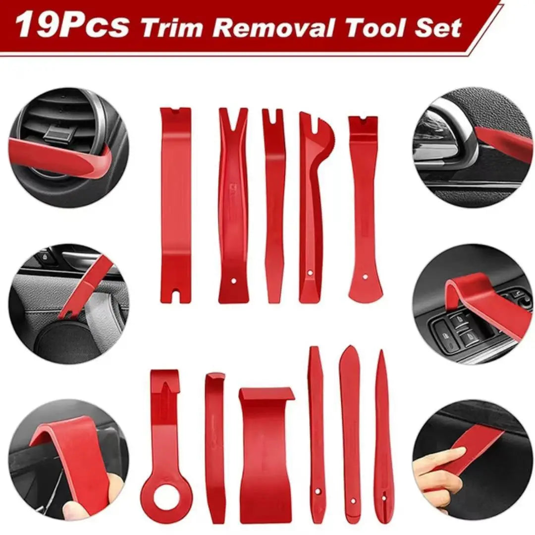 19Pcs Trim Removal Tool Set & Clip Plier Upholstery Remover Nylon Car Panel Removal Set Interior Disassembly Kit