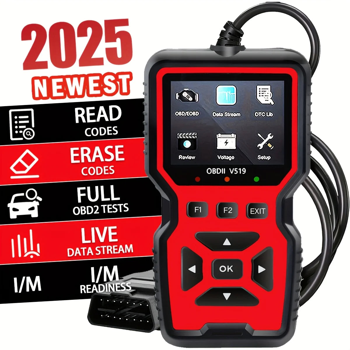 Obd2 Diagnostic Tool-Code Reader,Supports Real-Time Data Stream,No Battery Required,Compatible with Vehicles1996(Obdii/Eobd)