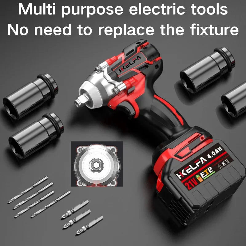 Electric wrench 21V 520N.m Brushless Electric Impact Wrench 1/2 Reverse Cordless Wrench Impact wrench battery Power Tools For