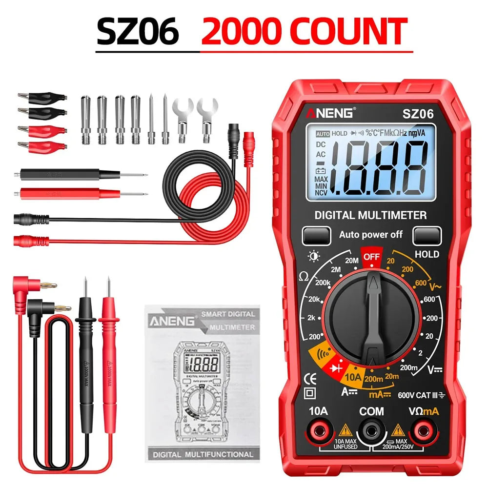 ANENG SZ06 Multimeter 2000 Diode Ohm Professional Smart Mini Multimetro Counts Digital AC/DC Voltage DC Current Tester Tools