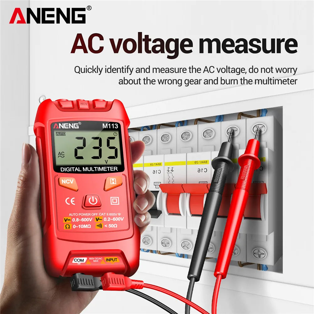ANENG M113 Inteligent Multimeter 1999 Count Digital AC/DC Voltage Meter Ohm NCV Measuring Mini Instruments Electricity Test Tool