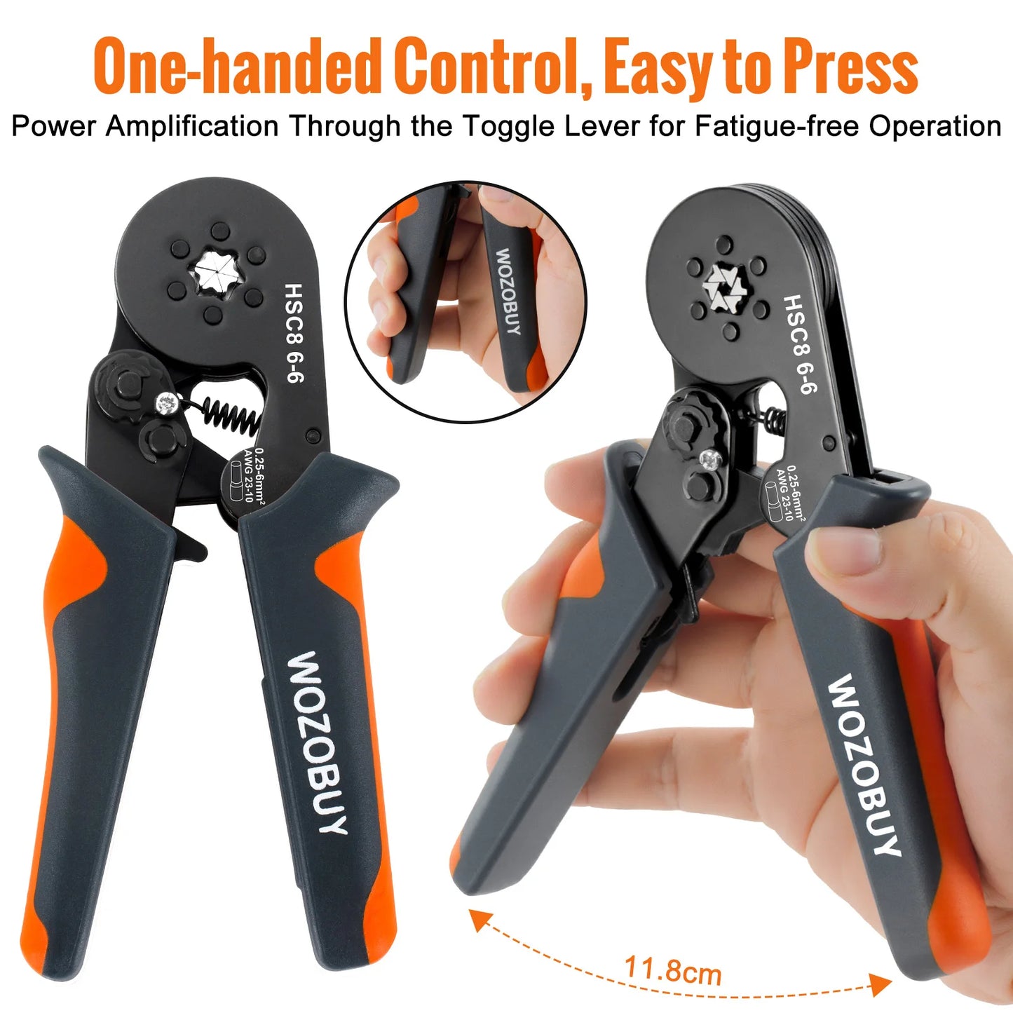 Ferrule Crimping Tool Kit with Ferrules Terminals, WOZOBUY Self-adjustable Ratchet Wire Crimper for Electrical Wire Connectors